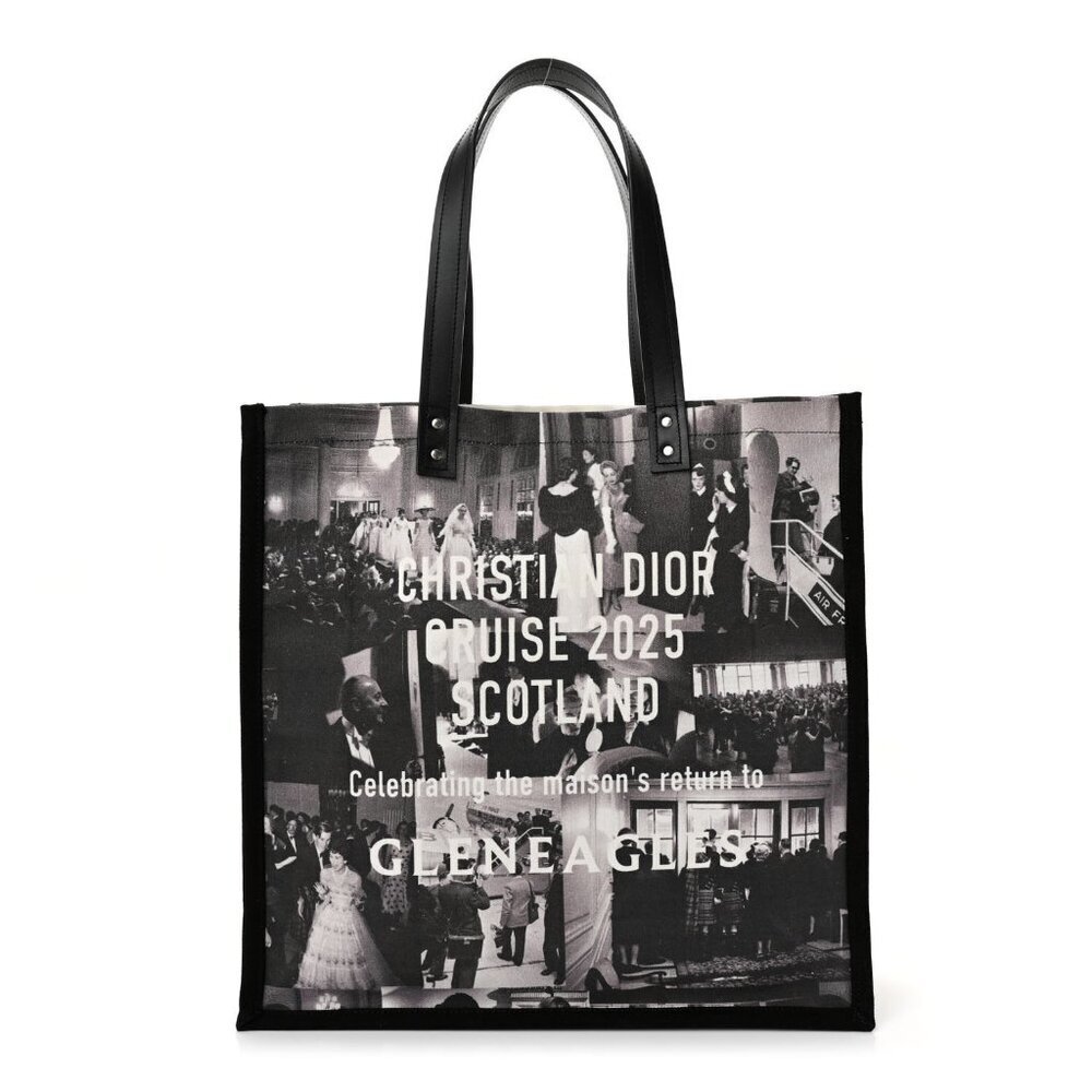 Christian Dior  Canvas Print Cruise 2025 Scotland Tote Black White
